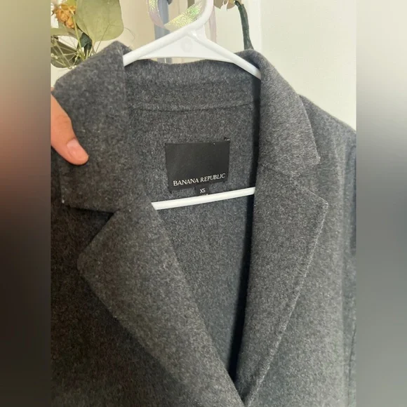 Banana Republic Grey Longline Unlined Coat Button Closure Mid Length Pockets XS - Picture 4 of 5